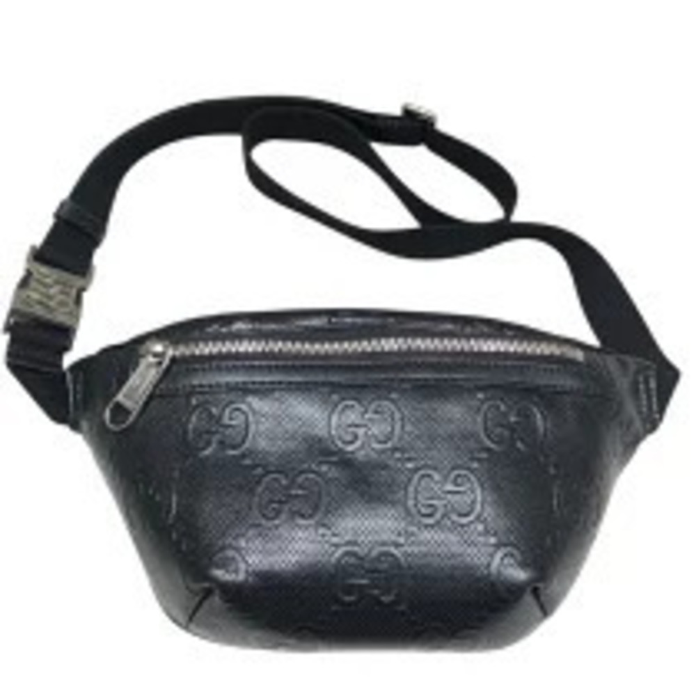 Gucci GG Embossed Belt Bag Black Leather Body